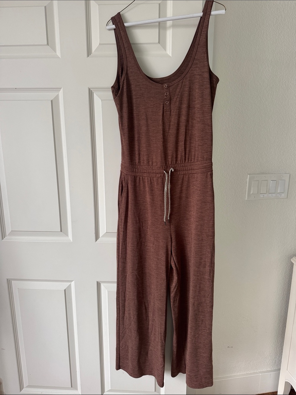 Vuori Sleeveless Wide-Leg Jumpsuit in Brown